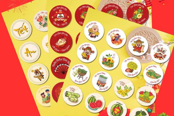 Mẫu sticker Tết 2026 giá rẻ, thiết kế theo yêu cầu