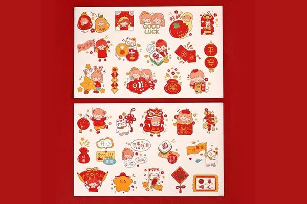 Mẫu sticker Tết 2026 giá rẻ, thiết kế theo yêu cầu