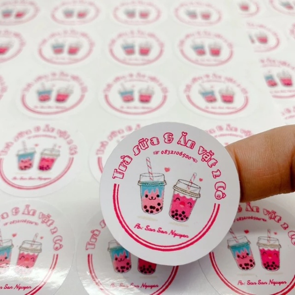 In Hoa Long nhận thiết kế và in mẫu sticker tròn decal nhựa sữa