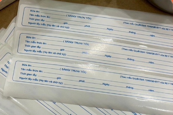 In Hoa Long nhận thiết kế và in ấn mẫu tem lưu mẫu thức ăn chất lượng