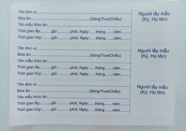 In Hoa Long nhận thiết kế và in ấn mẫu tem lưu mẫu thức ăn chuyên nghiệp