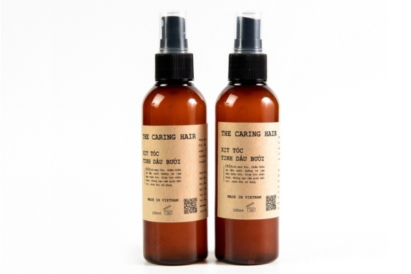 Mẫu tem nhãn dán xịt tóc giấy kraft