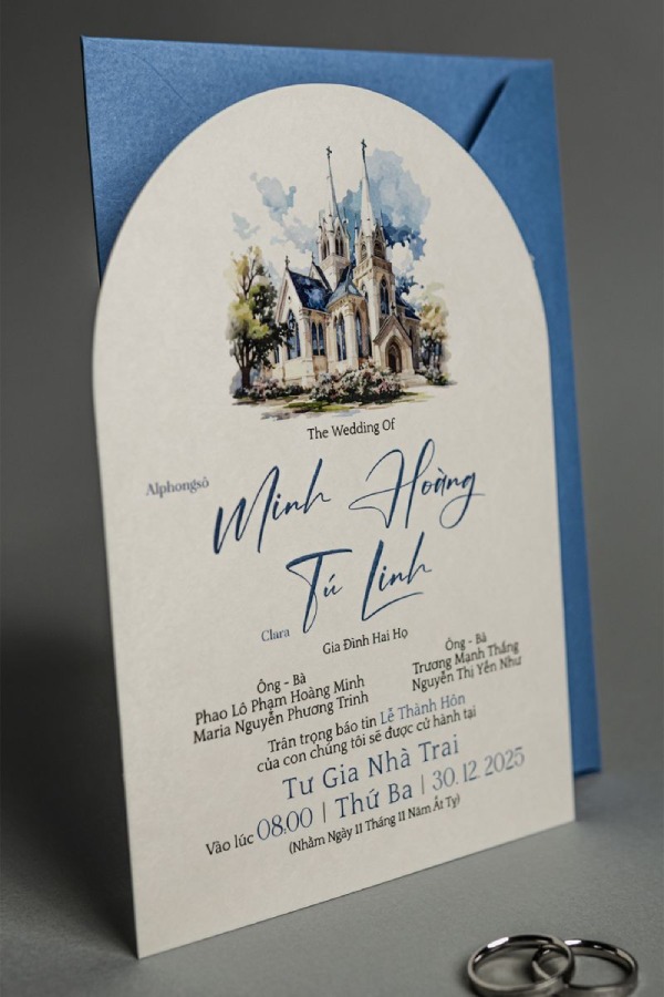 In Hoa Long nhận thiết kế và in ấn mẫu thiệp cưới công giáo đẹp