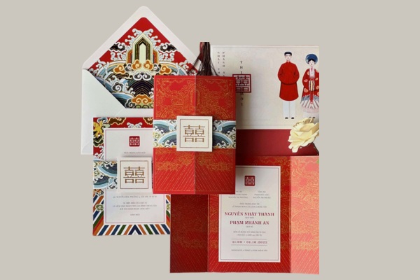 Mẫu thiệp cưới truyền thống chữ Hỷ