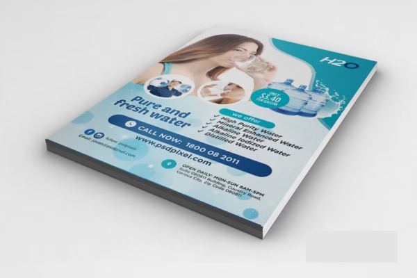 Mẫu tờ rơi nước khoáng giá rẻ, thiết kế theo yêu cầu