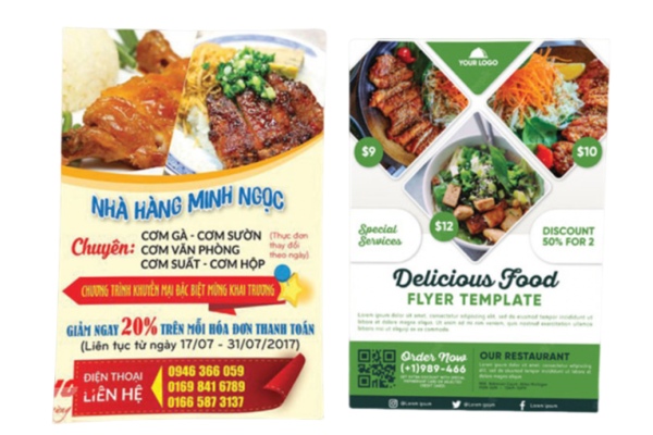 Mẫu tờ rơi quán cơm gà có chương trình ưu đãi hấp dẫn