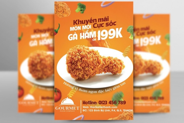 Mẫu tờ rơi quán cơm gà kích thước chuẩn