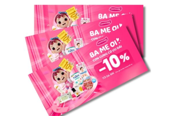 Mẫu voucher mẹ và bé giá rẻ, thiết kế theo yêu cầu