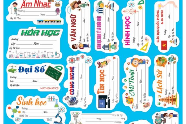 Nhãn tên môn học đẹp, thiết kế theo yêu cầu