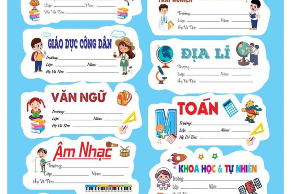 Nhãn tên môn học đẹp, thiết kế theo yêu cầu