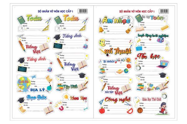 Nhãn tên môn học đẹp, thiết kế theo yêu cầu