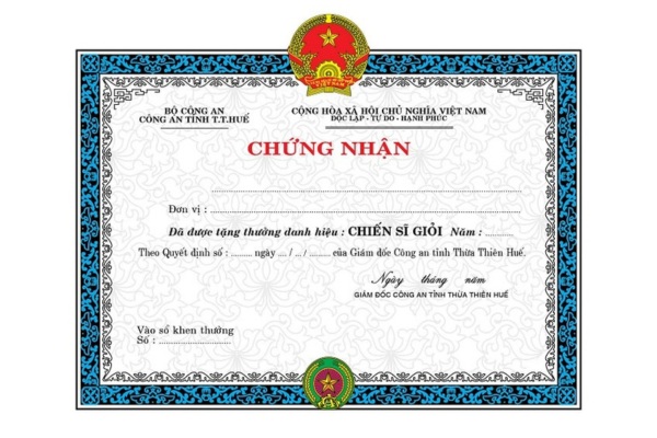 Bảng kích thước giấy khen, bằng khen A4