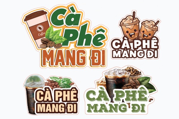Bộ sticker cà phê đẹp in nhanh