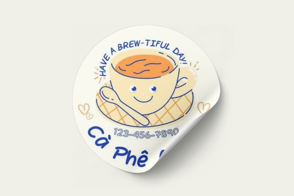 Mẫu sticker cà phê đẹp hiện đại
