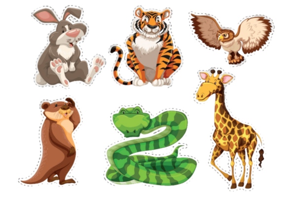 Bộ sticker động vật chuẩn màu sắc