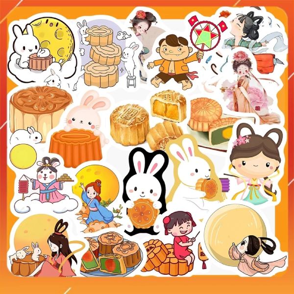 In Hoa Long in ấn bộ sticker tết trung thu dễ thương