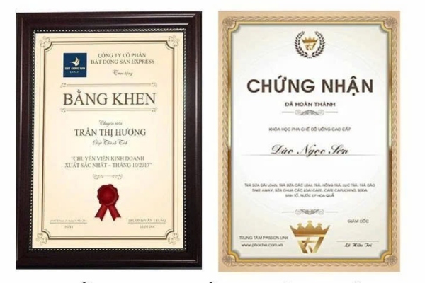 Bảng kích thước giấy khen, bằng khen chuẩn chất liệu cao cấp