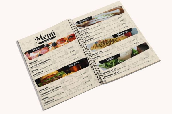 Mẫu menu đóng cuốn lò xo đẹp, chất lượng