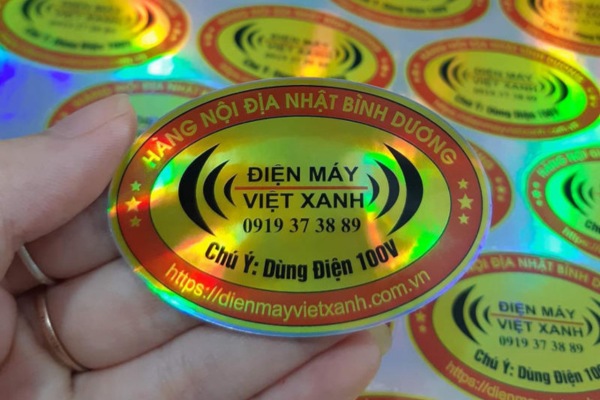 In sticker dán hình elip hologram