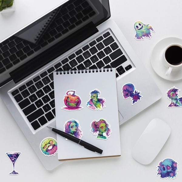 In Hoa Long nhận thiết kế và in ấn mẫu sticker halloween dán laptop