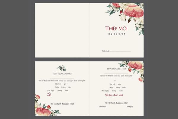 Mẫu thiệp cưới chưa in tên đẹp, chất lượng cao