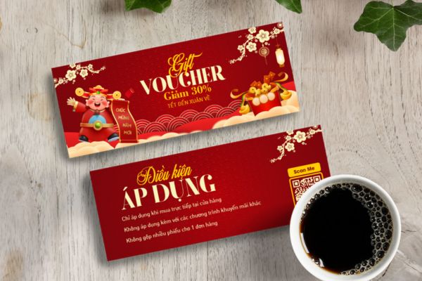Mẫu voucher Tết 2026 đẹp, thiết kế theo yêu cầu