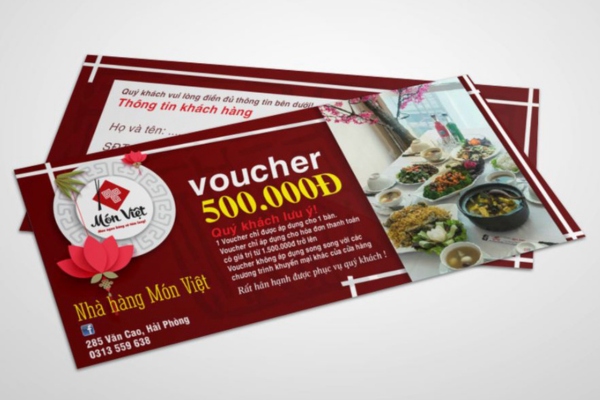 Mẫu voucher ăn uống nhà hàng chuyên nghiệp