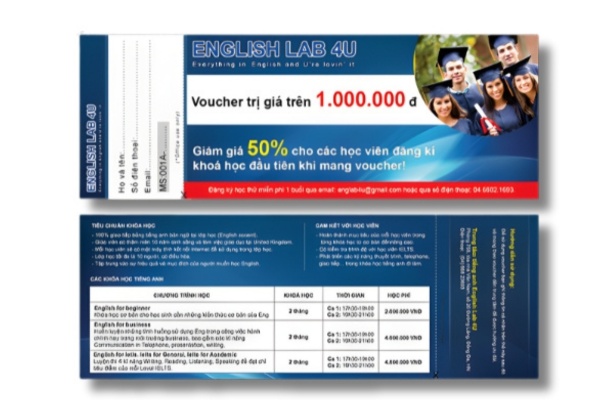 Mẫu voucher học tiếng Anh chuyên nghiệp