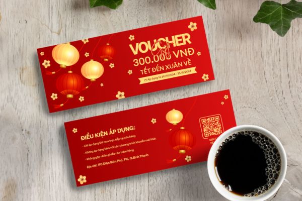 Mẫu voucher Tết 2026 đẹp, thiết kế theo yêu cầu
