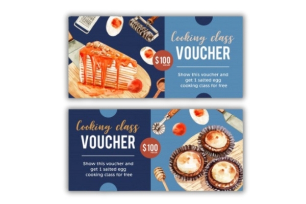 Mẫu voucher tiệm bánh đẹp mắt