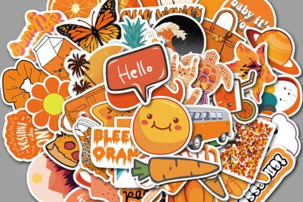 Bộ sticker màu cam đẹp, chất lượng cao