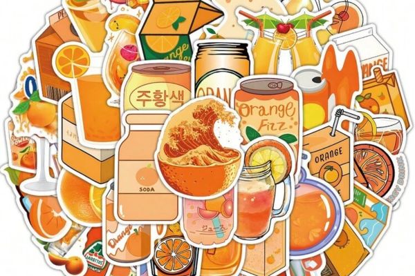 Bộ sticker màu cam đẹp, chất lượng cao
