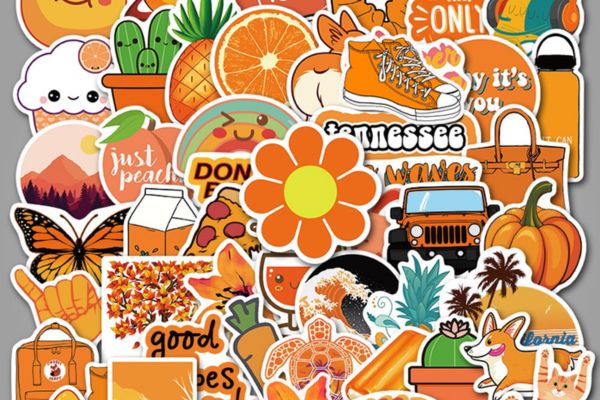 Bộ sticker màu cam đẹp, chất lượng cao