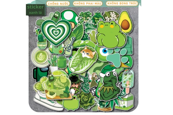 Bộ sticker xanh lá đẹp mắt, ấn tượng