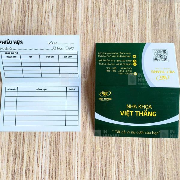 In phiếu hẹn nha khoa đẹp, thiết kế theo yêu cầu