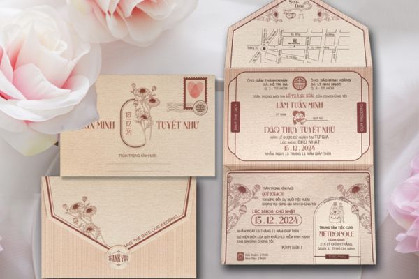 Mẫu thiệp cưới gập 3 đẹp, chất lượng cao tại Hà Nội