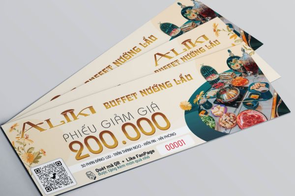 Mẫu voucher buffet đẹp, giá rẻ, thiết kế theo yêu cầu