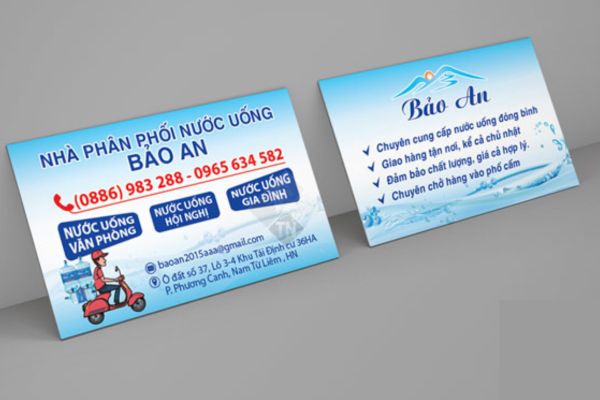Mẫu card visit nước tinh khiết giá rẻ. chất lượng cao