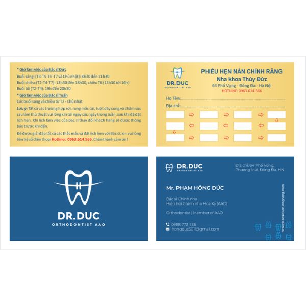 In phiếu hẹn nha khoa đẹp, thiết kế theo yêu cầu
