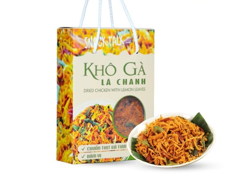 In hộp giấy đựng khô gà có quai xách