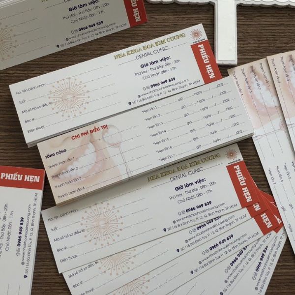 In phiếu hẹn nha khoa In phiếu hẹn nha khoa đẹp, thiết kế theo yêu cầu
