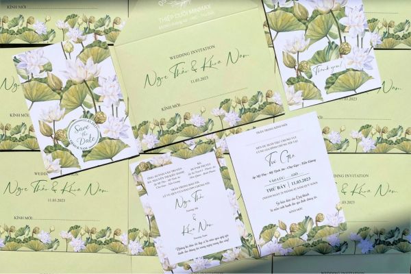 Mẫu thiệp cưới hoa lá đẹp, thiết kế chuyên nghiệp