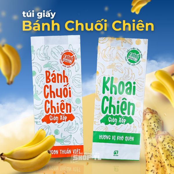 In túi giấy đựng chuối chiên đẹp, thiết kế theo yêu cầu