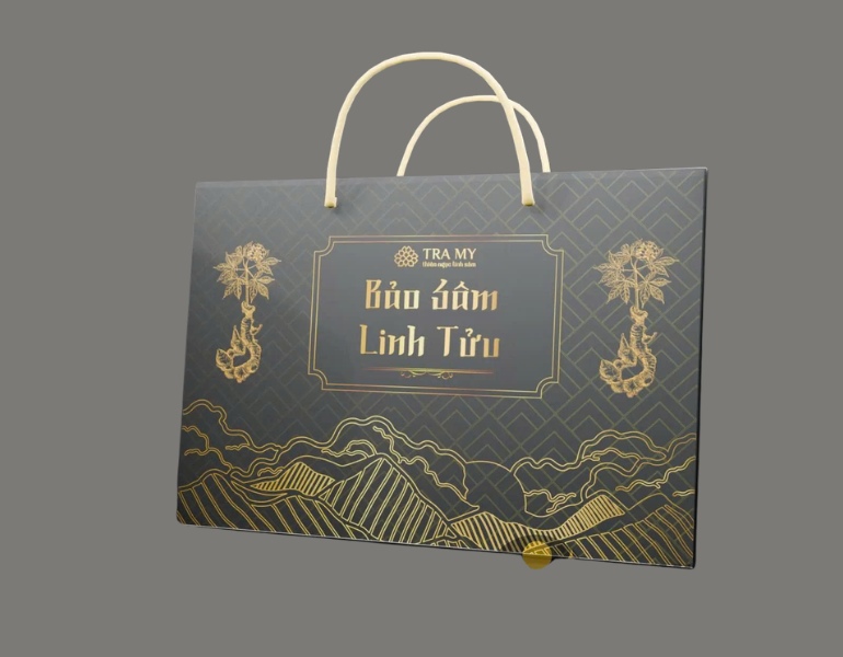 In túi giấy đựng nhân sâm giấy ivory