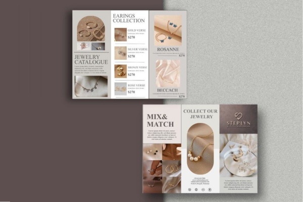 Mẫu brochure trang sức thiết kế theo phong cách tạp chí