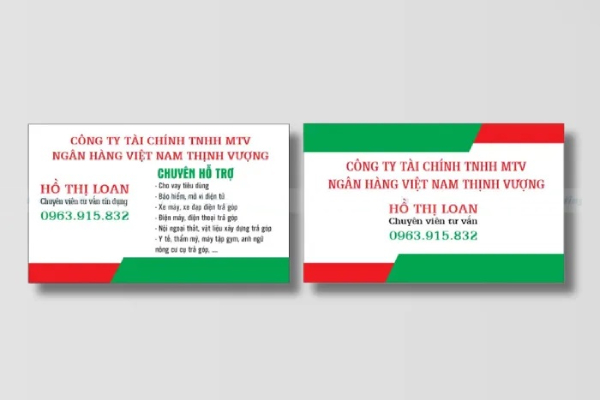 In Hoa Long nhận thiết kế và in ấn mẫu card visit cho vay tiền theo yêu cầu