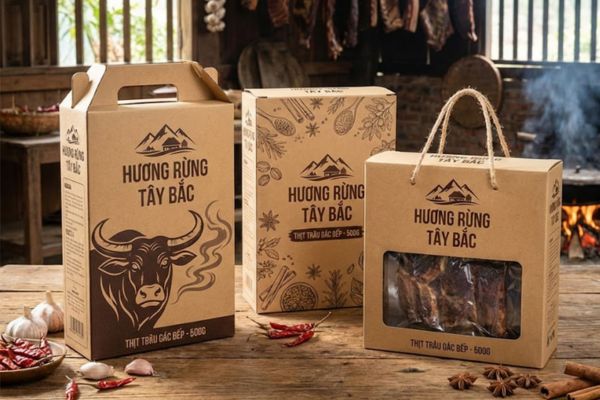Mẫu hộp giấy đựng thịt trâu đẹp, chất lượng cao