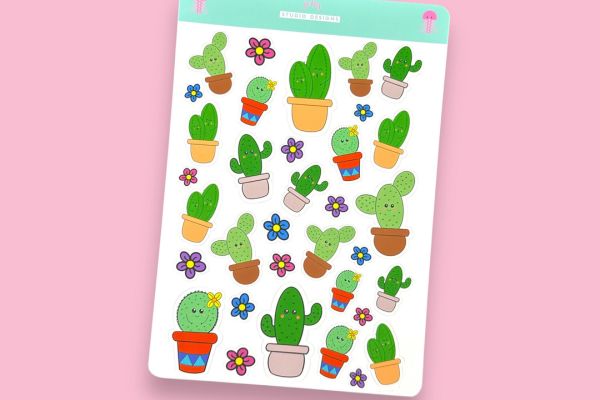 Mẫu sticker xương rồng đẹp, thiết kế theo yêu cầu