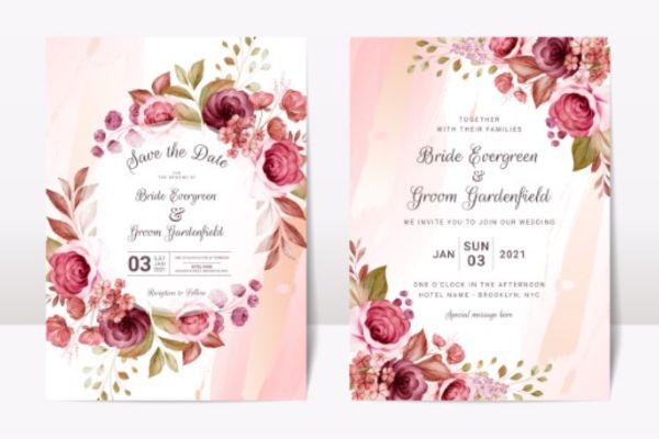 Mẫu thiệp cưới hoa lá đẹp, thiết kế chuyên nghiệp