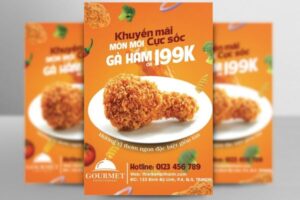 Mẫu tờ rơi gà rán đẹp, thiết kế theo yêu cầu